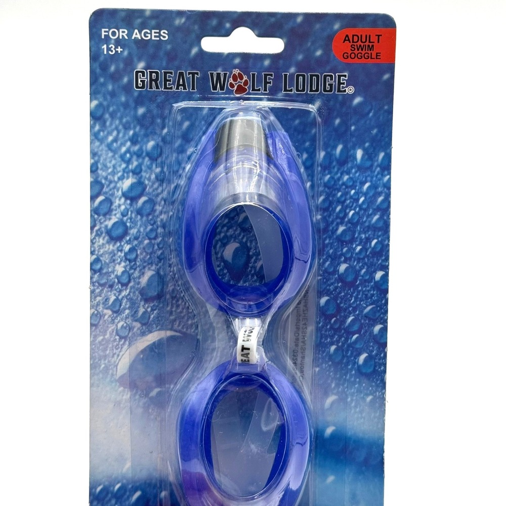 GREAT WOLF LODGE NEW Blue Adult‎ Swim Goggles Water Park Souvenir Eye Protection